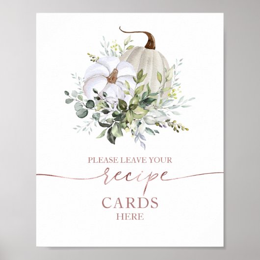 Pompoen Herfst Bruiloft Recept Kaartjes Bord Poster (Voorkant)