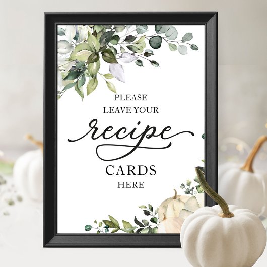 Pompoen Herfst Bruiloftsrecept Kaart Sign Poster