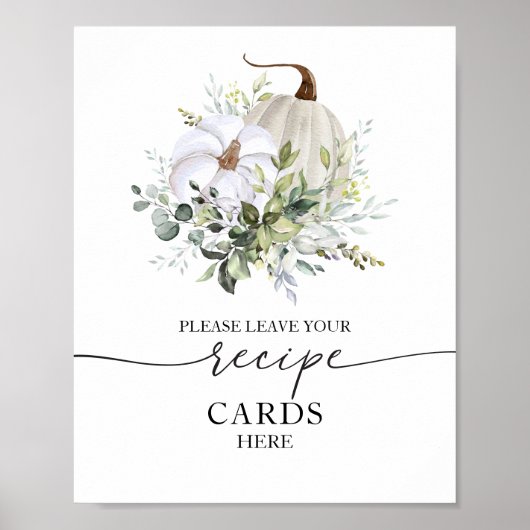 Pompoen Herfst Bruiloftsrecept Kaartjes Bord Poster (Voorkant)