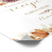 Pompoen Herfst Bruiloftsreceptkaart Bord Poster (Hoek)