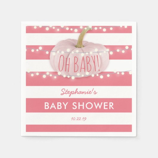 Pompoen Herfst Chic Girl Baby shower Roze Servetten (Voorkant)