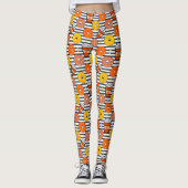 Pompoen Herfst Donuts & Coffee Blue Stripes Leggings (Voorkant)