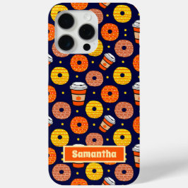 Pompoen Herfst Donuts & Coffee Thanksgiving Blauw iPhone 15 Pro Max Hoesje