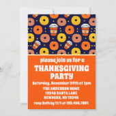 Pompoen Herfst Donuts & Coffee Thanksgiving Blauw Kaart (Voorkant)