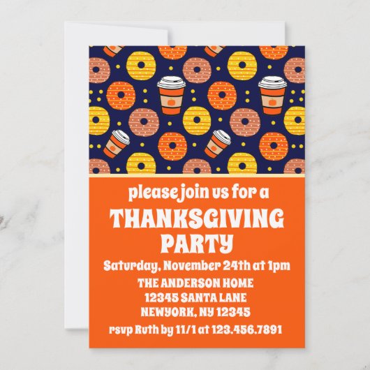 Pompoen Herfst Donuts & Coffee Thanksgiving Blauw Kaart (Voorkant)