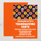 Pompoen Herfst Donuts & Coffee Thanksgiving Blauw Kaart (Voorkant / Achterkant)