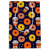 Pompoen Herfst Donuts & Coffee Thanksgiving Blauw Medium Cadeauzakje (Voorkant)