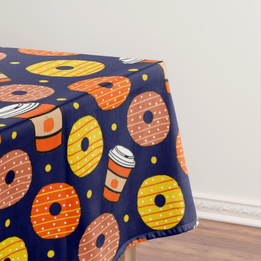 Pompoen Herfst Donuts & Coffee Thanksgiving Blauw Tafelkleed (Voorbeeld)