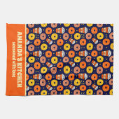 Pompoen Herfst Donuts & Coffee Thanksgiving Blauw Theedoek (Horizontaal)