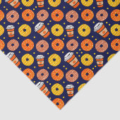 Pompoen Herfst Donuts & Coffee Thanksgiving Blauw Tissuepapier (Detail)