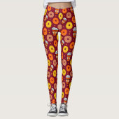 Pompoen Herfst Donuts & Coffee Thanksgiving Bourgo Leggings (Voorkant)
