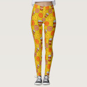 Pompoen Herfst Donuts & Coffee Thanksgiving Geel Leggings (Voorkant)