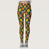 Pompoen Herfst Donuts & Coffee Thanksgiving Groen Leggings (Voorkant)
