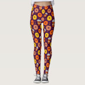 Pompoen Herfst Donuts & Coffee Thanksgiving Paarse Leggings (Voorkant)