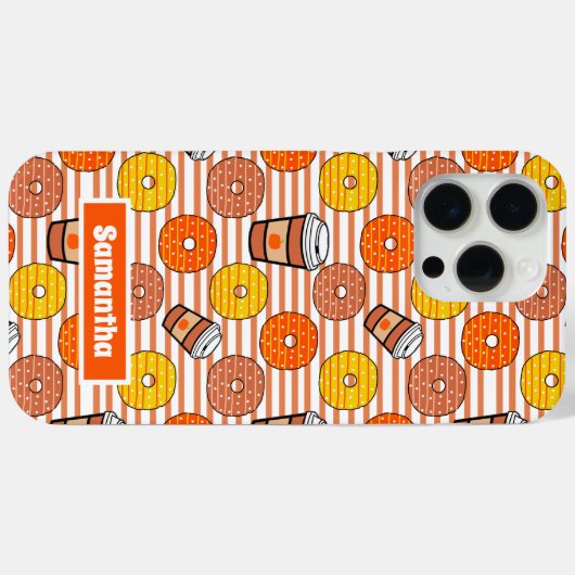 Pompoen Herfst Donuts & Koffie Sinaasappel Strepen Case-Mate iPhone Case (Achterkant (horizontaal))