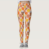 Pompoen Herfst Donuts & Koffie Sinaasappel Strepen Leggings (Voorkant)