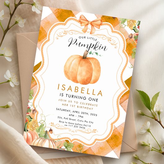 Pompoen Herfst Eerste 1e 2e 3e 4e 5e verjaardag Kaart