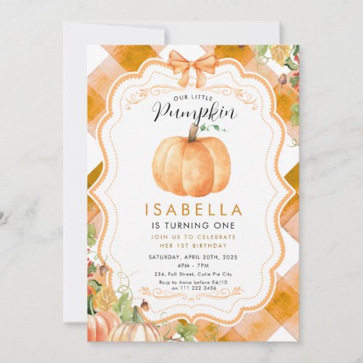 Pompoen Herfst Eerste 1e 2e 3e 4e 5e verjaardag Kaart (Voorkant)