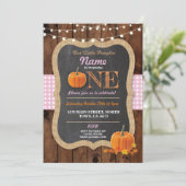 Pompoen Herfst Eerste Verjaardag Party Een Uitnodi Kaart (Staand voorkant)