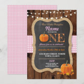 Pompoen Herfst Eerste Verjaardag Party Een Uitnodi Kaart (Voorkant / Achterkant)