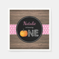 Pompoen Herfst eerste verjaardag roze Napkin
