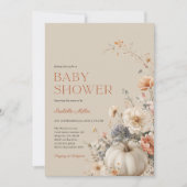 Pompoen Herfst Floral Baby shower Kaart (Voorkant)