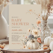 Pompoen Herfst Floral Baby shower Kaart