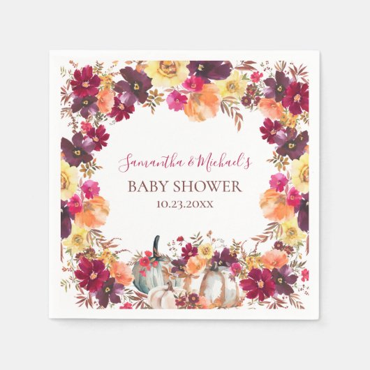 Pompoen Herfst Floral Baby shower Servet (Voorkant)