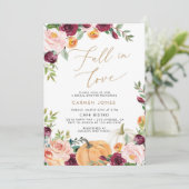 Pompoen Herfst Floral Bridal Shower Invitation Kaart (Staand voorkant)