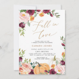 Pompoen Herfst Floral Bridal Shower Invitation Kaart