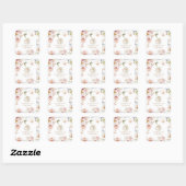 Pompoen Herfst Floral Meisje Baby shower Vierkante Sticker (Vel)