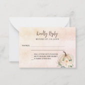 Pompoen herfst florals blush bruiloft reactie RSVP Notitiekaartje (Voorkant)