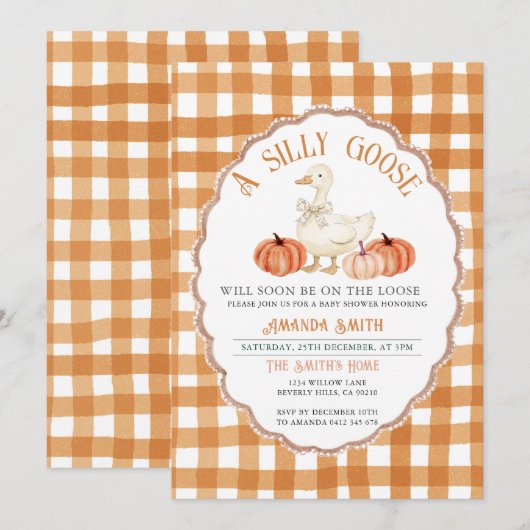 Pompoen Herfst Gekke Gans Baby shower Kaart (Voorkant / Achterkant)
