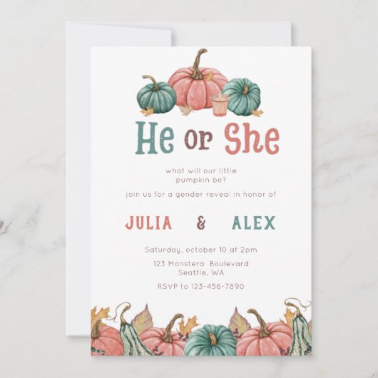 Pompoen Herfst Gendergelijkheid Uitnodiging (Voorkant)