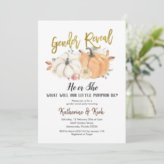 Pompoen Herfst Gendergelijkheid Uitnodiging (Staand voorkant)