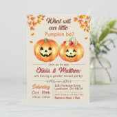 Pompoen Herfst Geslacht onthullen Uitnodiging Hij  (Staand voorkant)