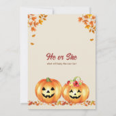 Pompoen Herfst Geslacht onthullen Uitnodiging Hij  (Achterkant)