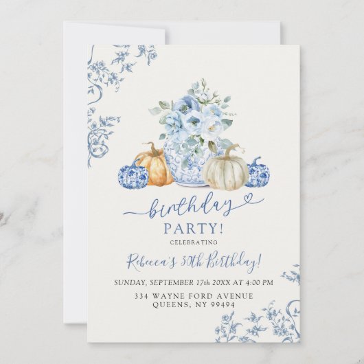 Pompoen Herfst Ginger Jar Chinoiserie Verjaardag Kaart (Voorkant)