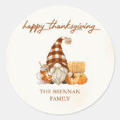 Pompoen Herfst Gnomen Thanksgiving Ronde Sticker (Voorkant)