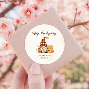 Pompoen Herfst Gnomen Thanksgiving Ronde Sticker