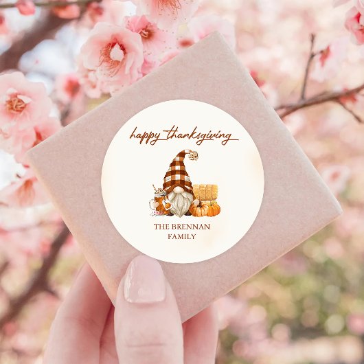 Pompoen Herfst Gnomen Thanksgiving Ronde Sticker