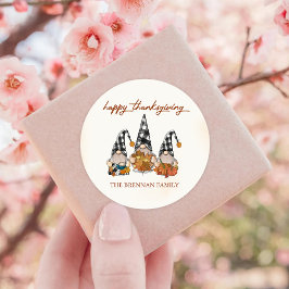 Pompoen Herfst Gnomen Thanksgiving Ronde Sticker