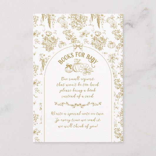 Pompoen Herfst Goud Whimsical Bloemen Baby shower Informatiekaartje (Voorkant)