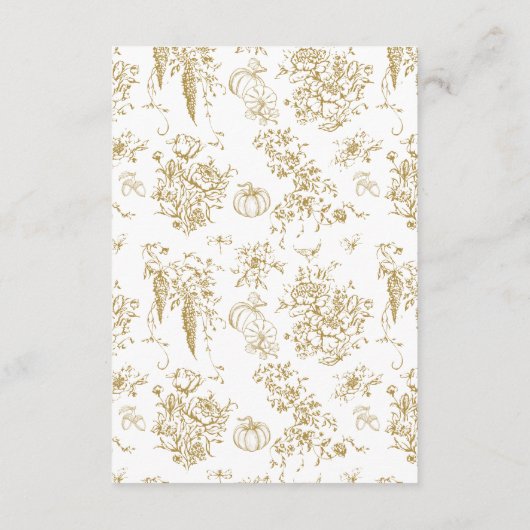 Pompoen Herfst Goud Whimsical Bloemen Baby shower Informatiekaartje (Achterkant)