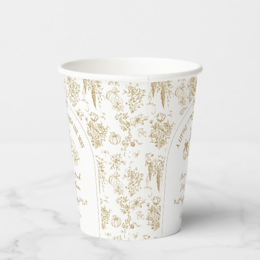 Pompoen Herfst Goud Whimsical Bloemen Baby shower Papieren Bekers (Rechts)