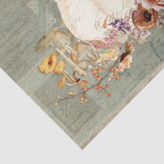 Pompoen Herfst Grijs Sinaasappel Bloemen Paddestoe Tissuepapier (Detail)