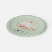Pompoen Herfst Groen Baby shower Papieren Bordje (Gekanteld)