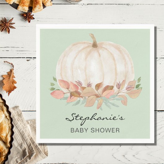 Pompoen Herfst Groen Baby shower Servet