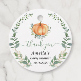 Pompoen Herfst groen gouden bladeren Baby shower Bedankjes Labels