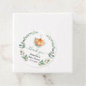 Pompoen Herfst groen gouden bladeren Baby shower Bedankjes Labels (In situ)